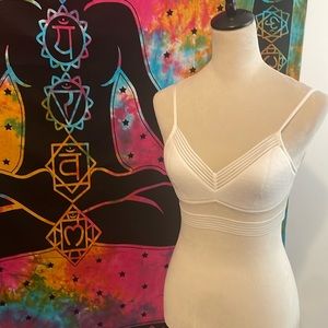 NWOT white polka dot mesh bralette size L